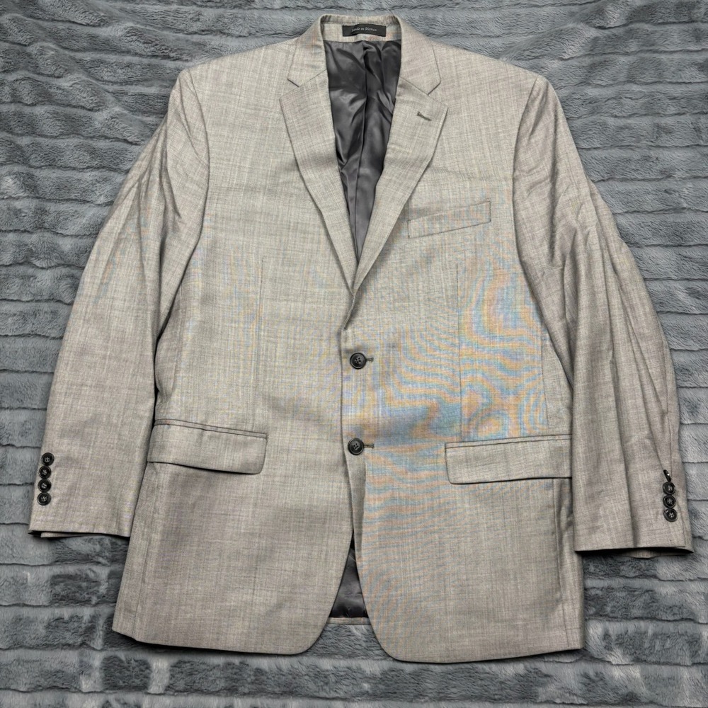 Calvin Klein Mens 42R Gray 100% Wool 2 Button Suit Jacket Blazer RN69456